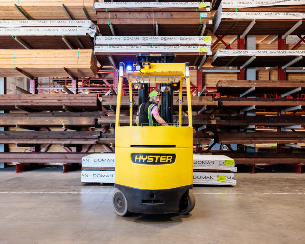 Pape Material Handling forklift with proper tires for indoor use and job type.